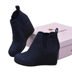 LA MAREY Wedge Heel Ankle Boots (Size 3) - Navy