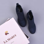 LA MAREY Wedge Heel Ankle Boots (Size 3) - Navy