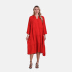 LA MAREY Womens Boho Button-Front V-Neck  Dress (One Size) - Pink