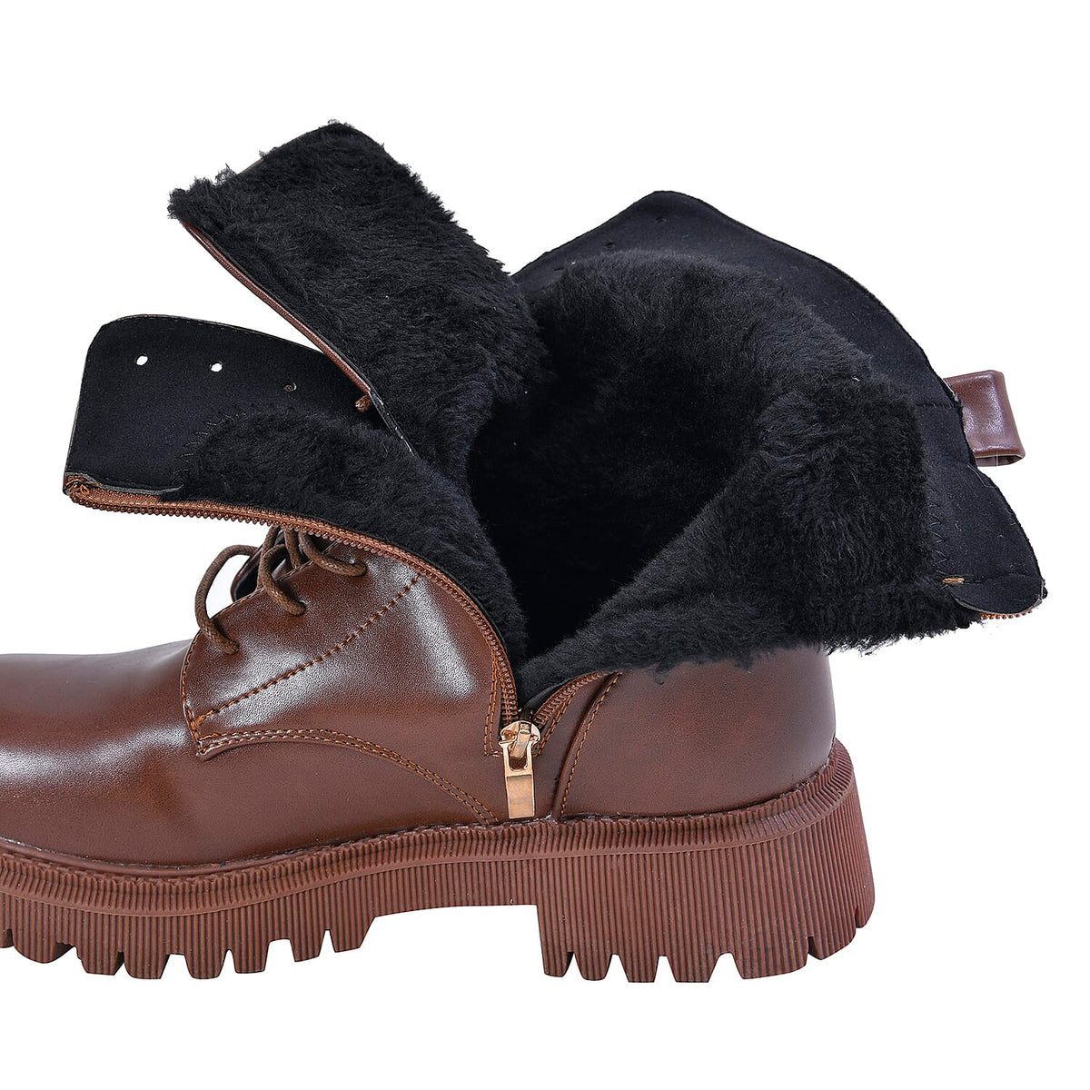 LA MAREY Womens High Ankle Boots with Buckle and Side Zipper Closure - Tan 7609003 6
