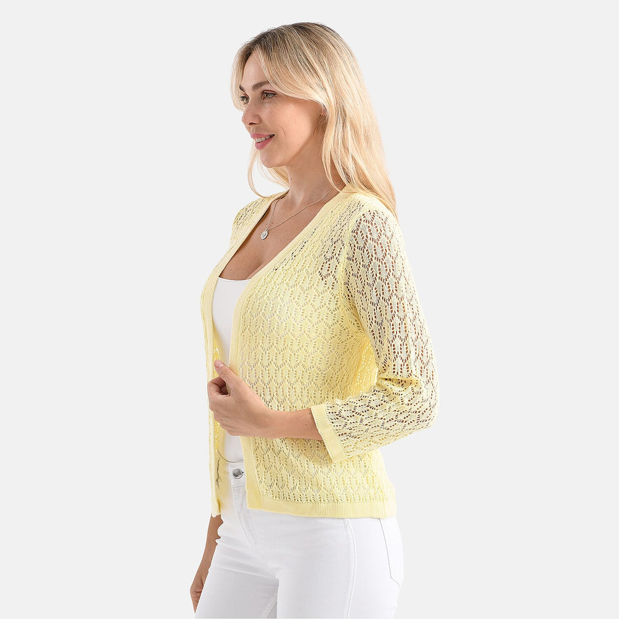 LA MAREY Womens Lace Bolero (Size XXL) - Cheese White 8138440 2