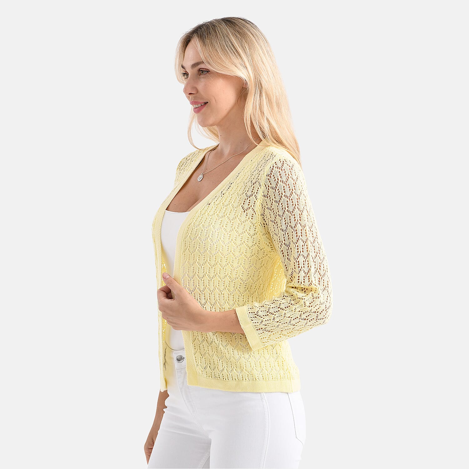 LA MAREY Womens Lace Bolero (Size XXL) - Cheese White 8138440 2