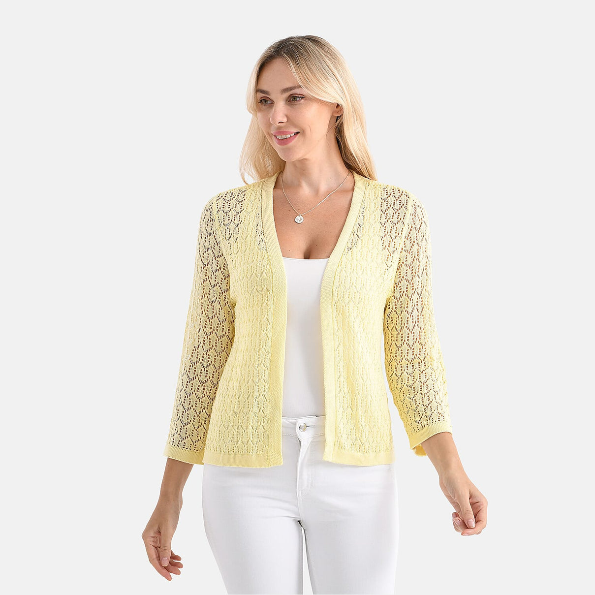 LA MAREY Womens Lace Bolero (Size XXL) - Cheese White 8138440 3