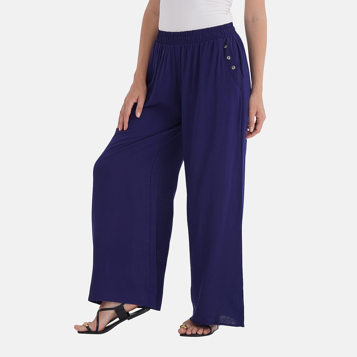 La Marey Casual Wide Leg Trousers with Elastic Waist (Size - 8 to 10) - Navy 8030383 3