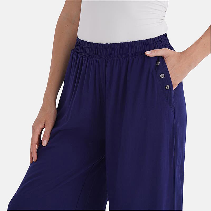 La Marey Casual Wide Leg Trousers with Elastic Waist (Size - 8 to 10) - Navy 8030383 5
