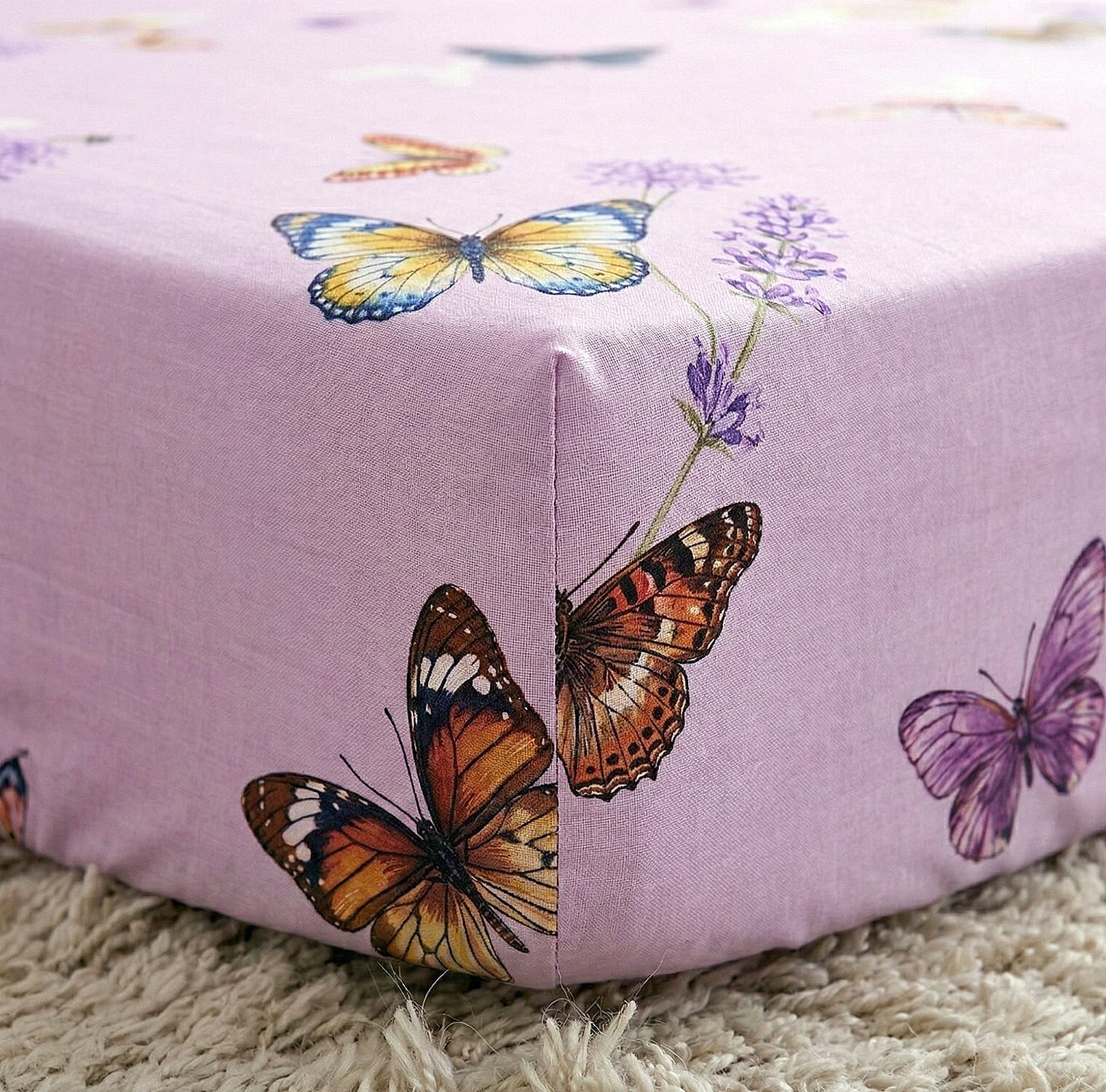 LA Marey Signature Collection - 3 Piece Set - 100% Mulberry Silk Fitted Sheets &amp; 2 Mother Of Pearl Button Pillowcases Double (190 x 135 cm - Pink 8412038 3
