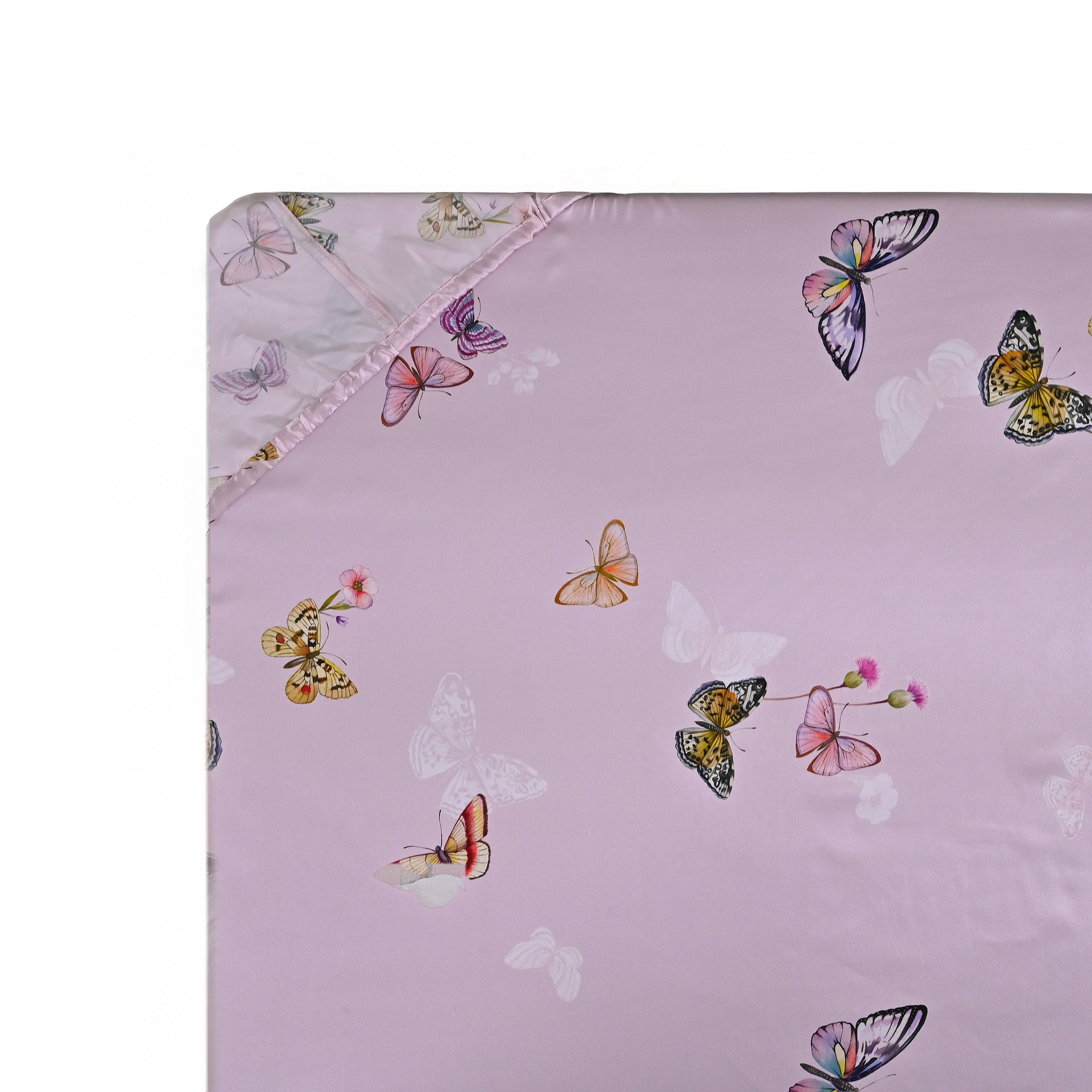 LA Marey Signature Collection - 3 Piece Set - 100% Mulberry Silk Fitted Sheets &amp; 2 Mother Of Pearl Button Pillowcases Double (190 x 135 cm - Pink 8412038 5