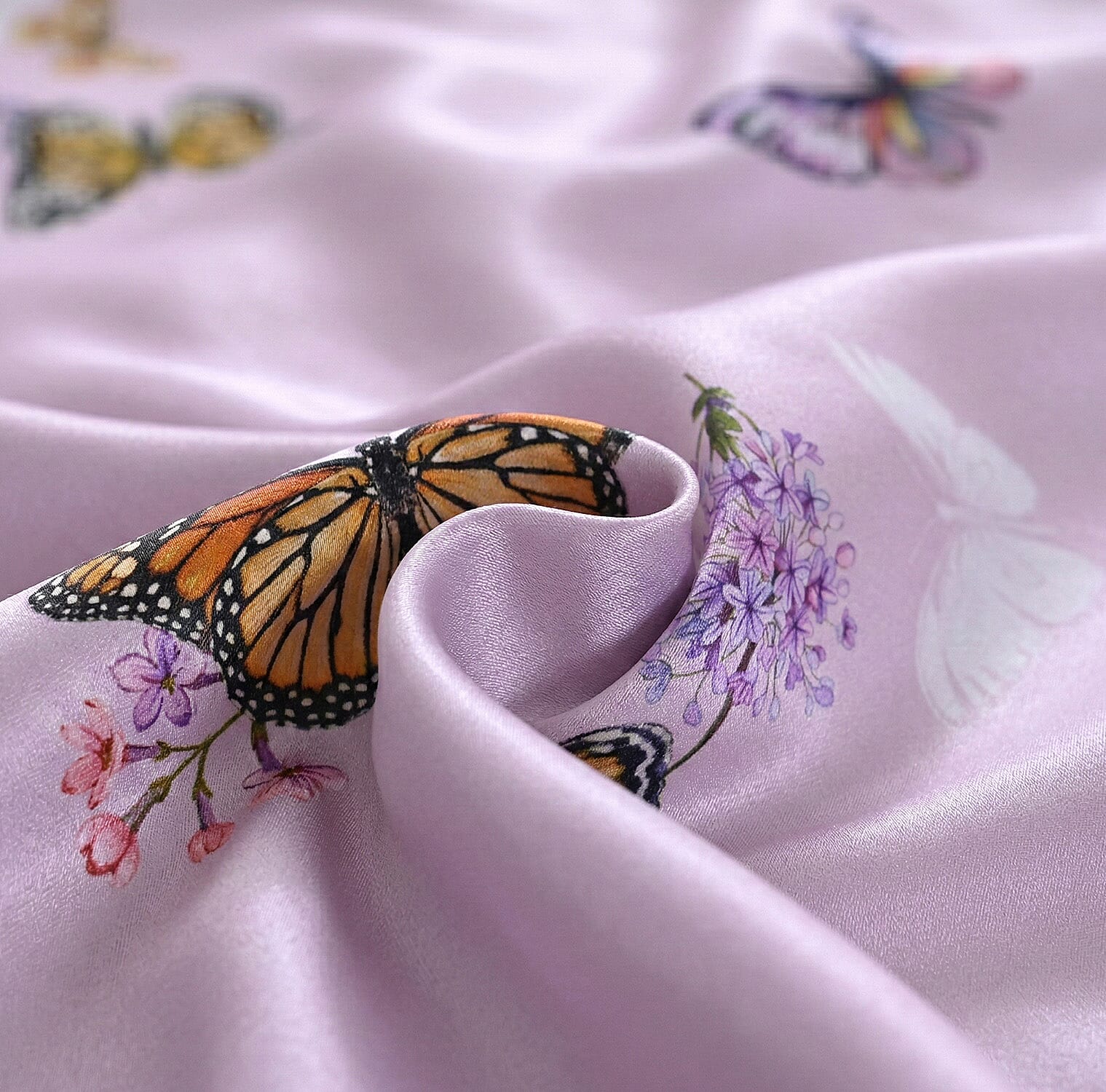 LA Marey Signature Collection - 3 Piece Set - 100% Mulberry Silk Fitted Sheets &amp; 2 Mother Of Pearl Button Pillowcases Double (190 x 135 cm - Pink 8412038 6
