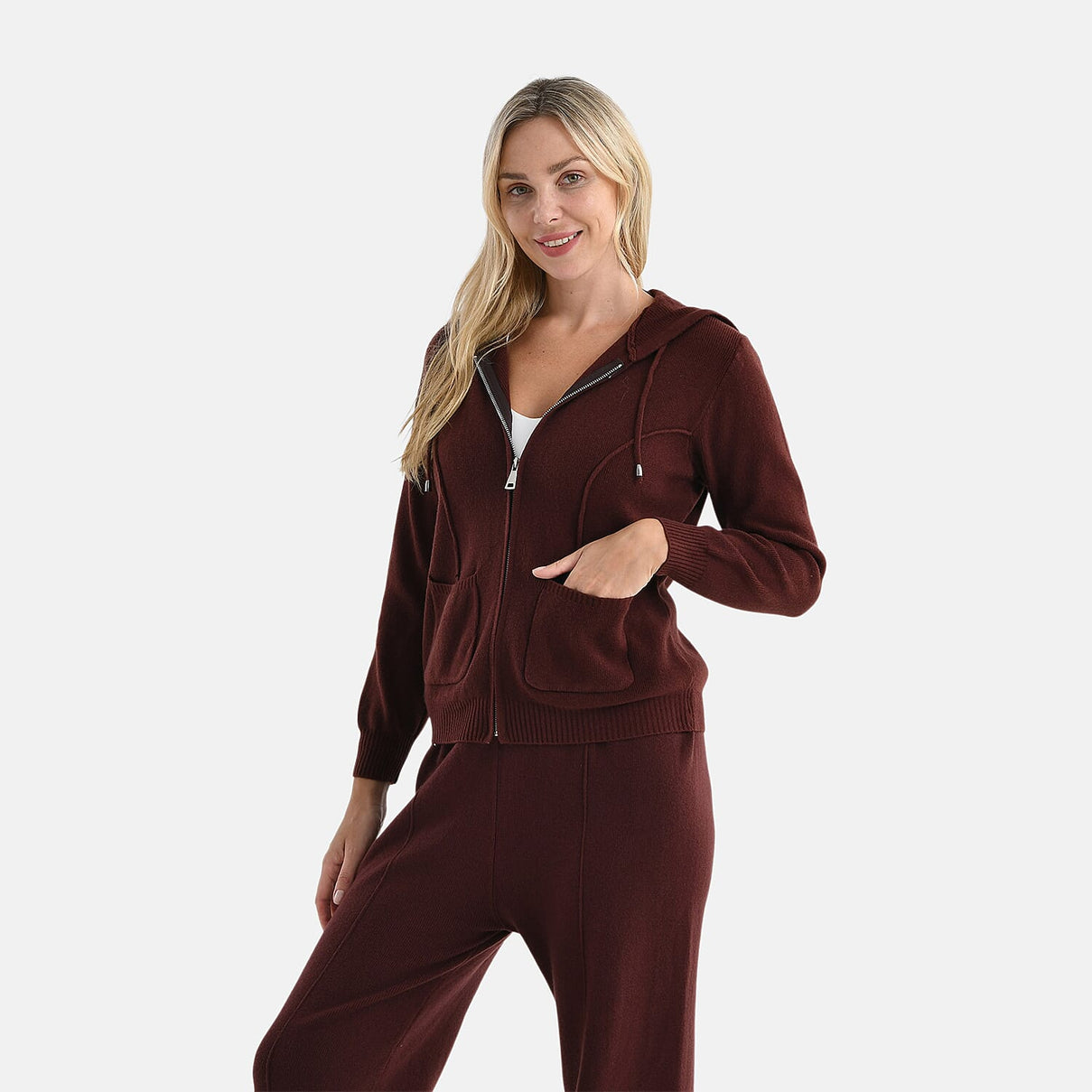 LA Marey Knit Hoodie (Size L) - Brown 8228098 3