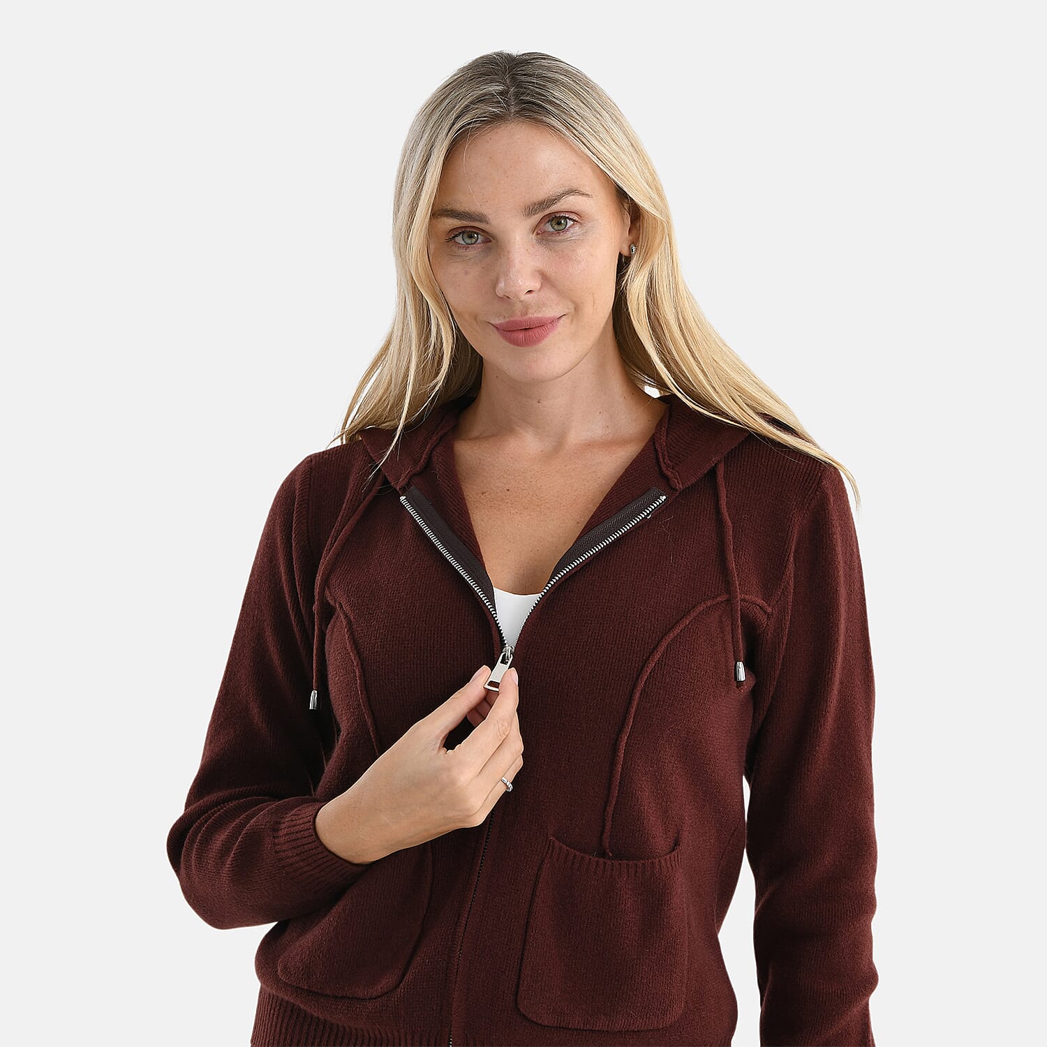 LA Marey Knit Hoodie (Size L) - Brown 8228098 5