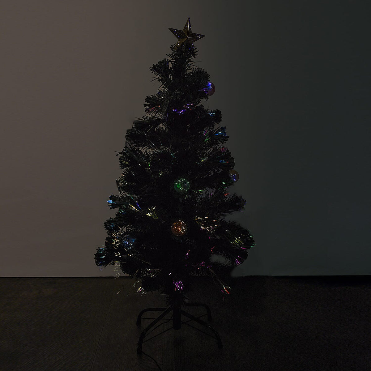 LED Bauble &amp; Star Fibre Optic Tree (Approx 3ft) 7211363 0