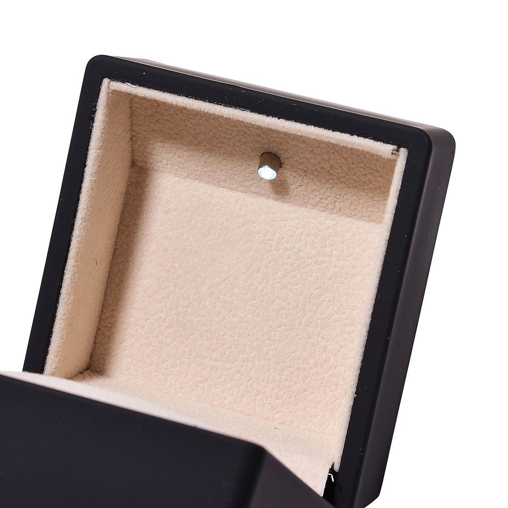 LED Light Illuminated Ring Gift Box with Velvet Interior Lining (Size 6X6X4 cm) - Black