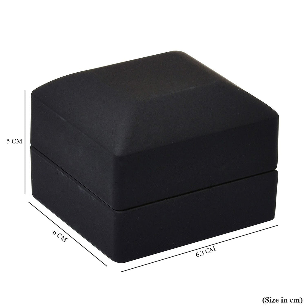 LED Light Illuminated Ring Gift Box with Velvet Interior Lining (Size 6X6X4 cm) - Black