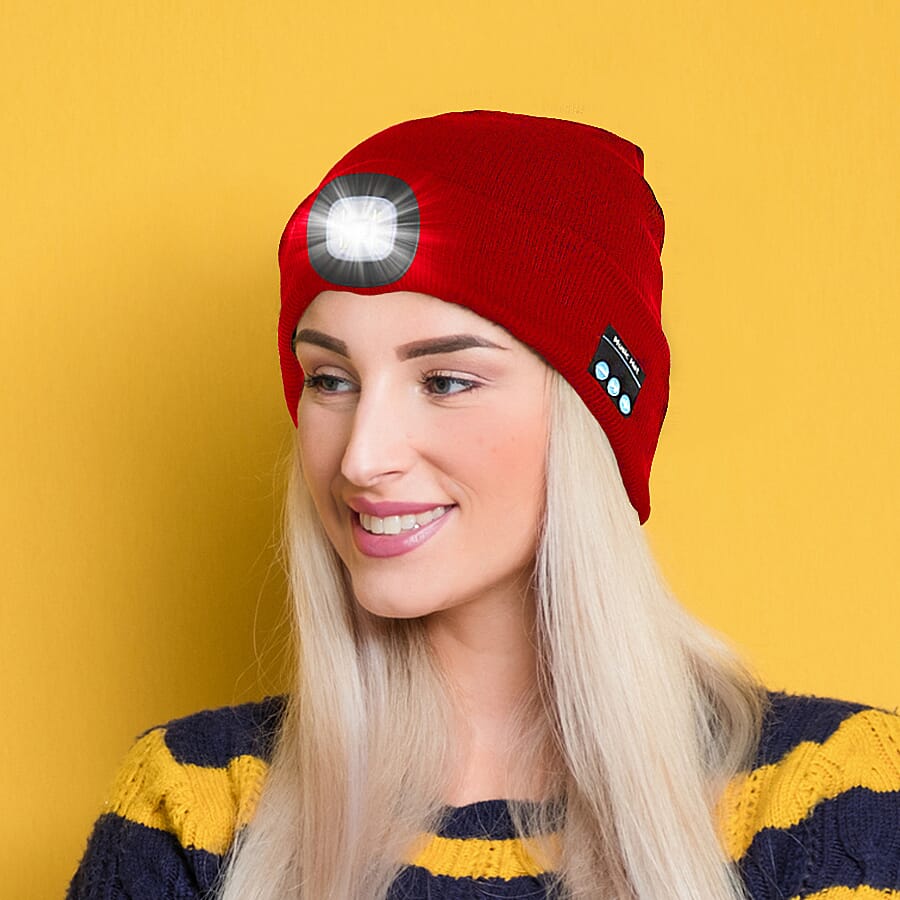LED Light Up Beanie Music Hat with Headphones - Red 7129258 2