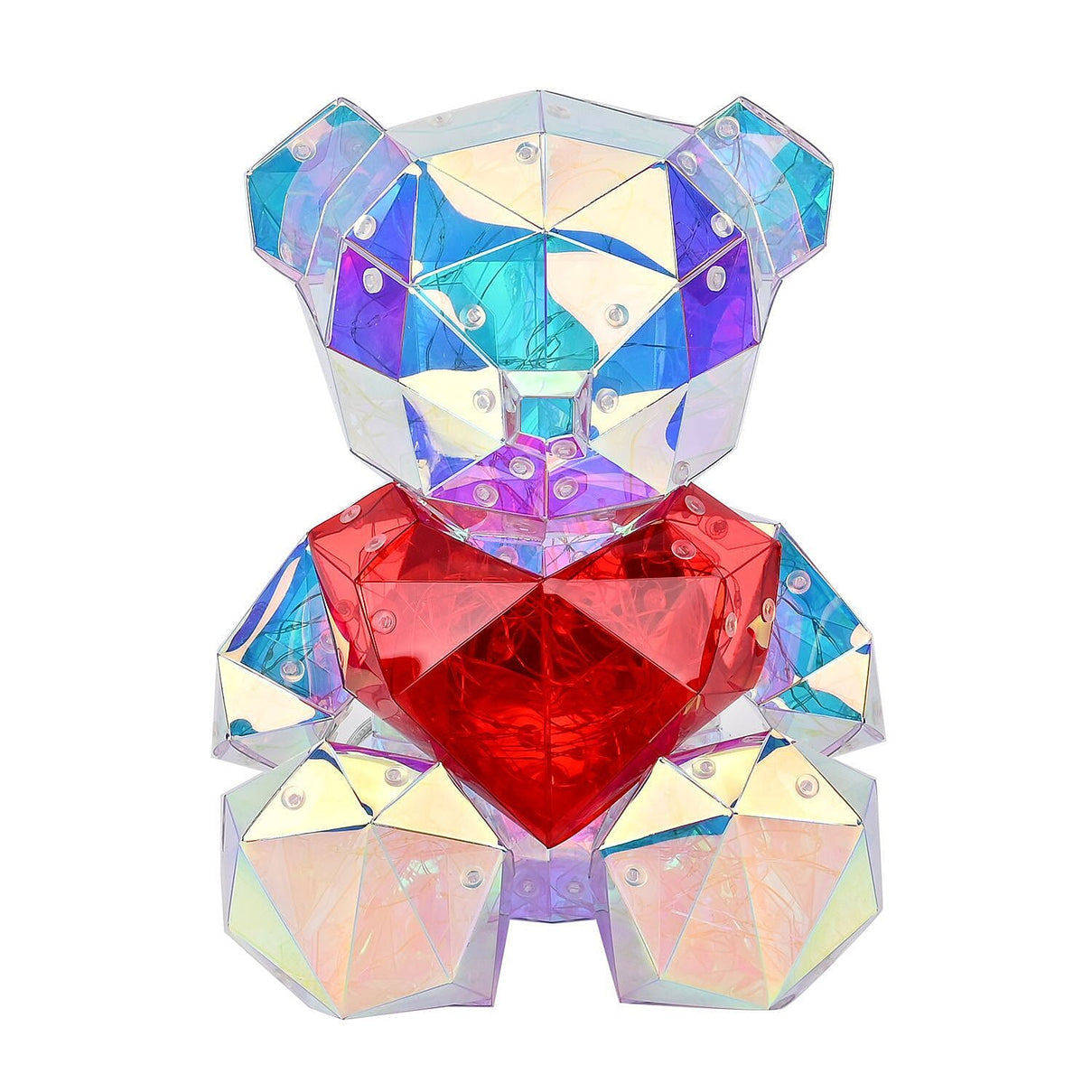 LED Light Up Teddy Bear Holding Big Red Heart in Gift Box (Size 25 Cm) 7638609 0