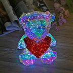 LED Light Up Teddy Bear Holding Big Red Heart in Gift Box (Size 25 Cm)