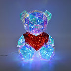 LED Light Up Teddy Bear Holding Big Red Heart in Gift Box (Size 25 Cm)