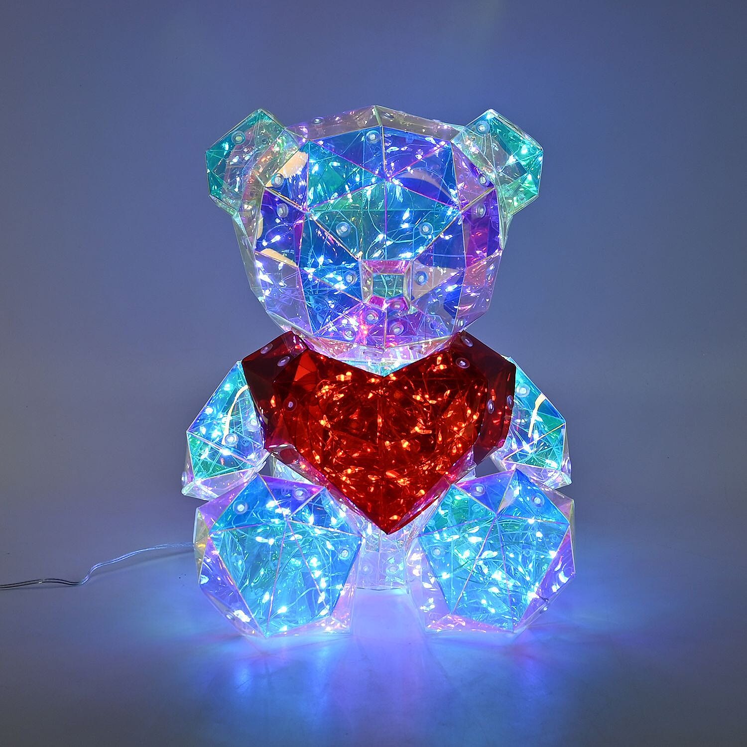 LED Light Up Teddy Bear Holding Big Red Heart in Gift Box (Size 25 Cm) 7638609 3
