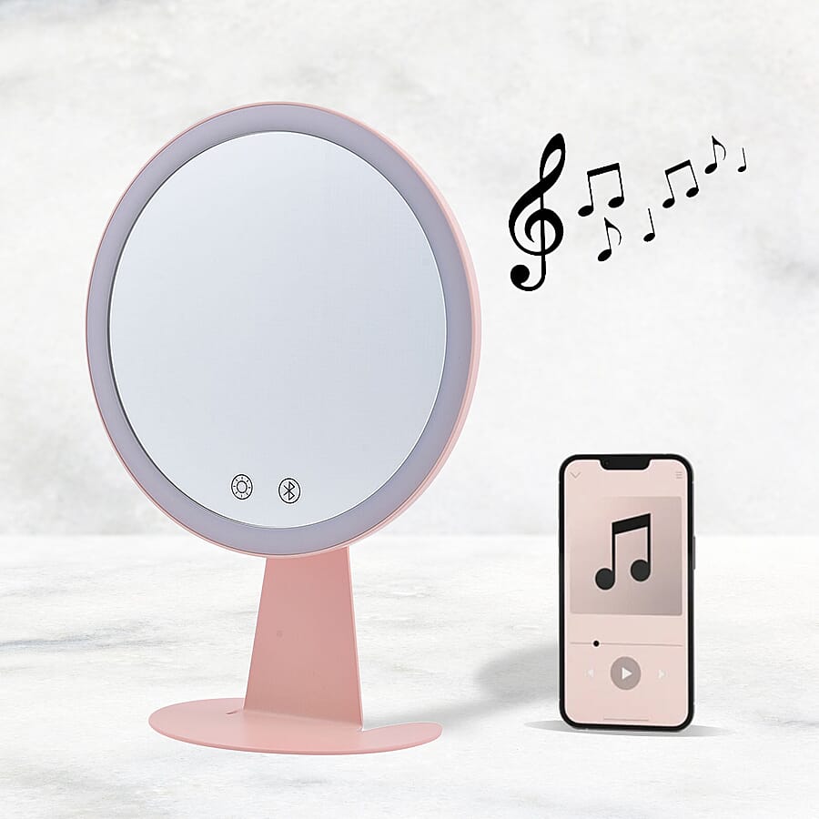 LED Makeup Mirror with Bluetooth Audio and Powered by a USB Cable -  Pink 7311078 4