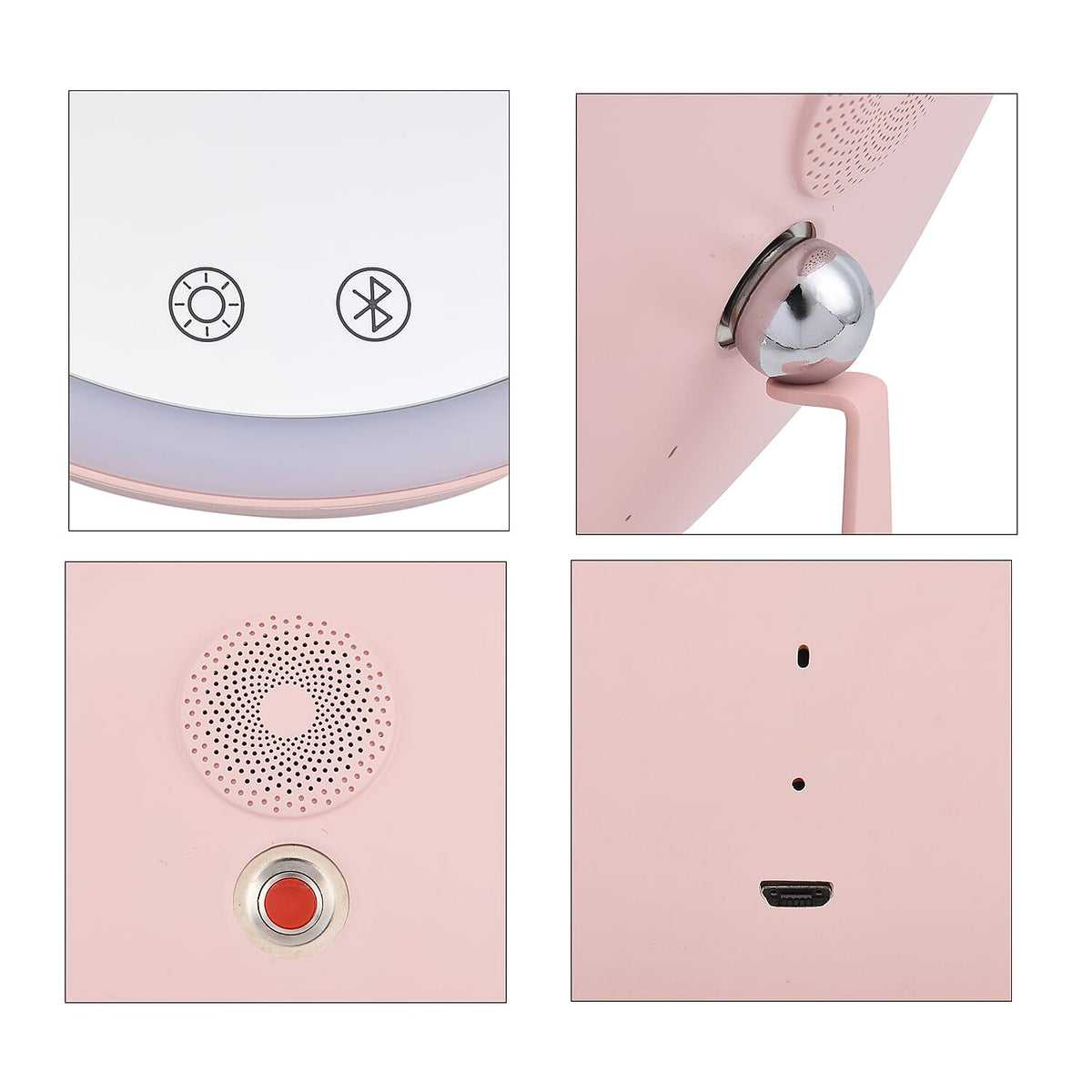 LED Makeup Mirror with Bluetooth Audio and Powered by a USB Cable -  Pink 7311078 8