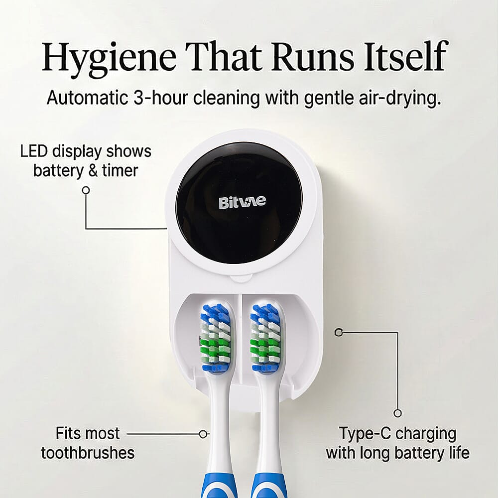 LED Smart Screen Toothbrush Sanitizer &amp; Dryer | 30-Day Battery (1800mAh) &amp; Automatic 3H Cleaning Cycle 8243734 4