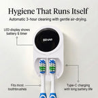LED Smart Screen Toothbrush Sanitizer & Dryer | 30-Day Battery (1800mAh) & Automatic 3H Cleaning Cycle