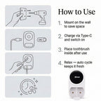 LED Smart Screen Toothbrush Sanitizer & Dryer | 30-Day Battery (1800mAh) & Automatic 3H Cleaning Cycle