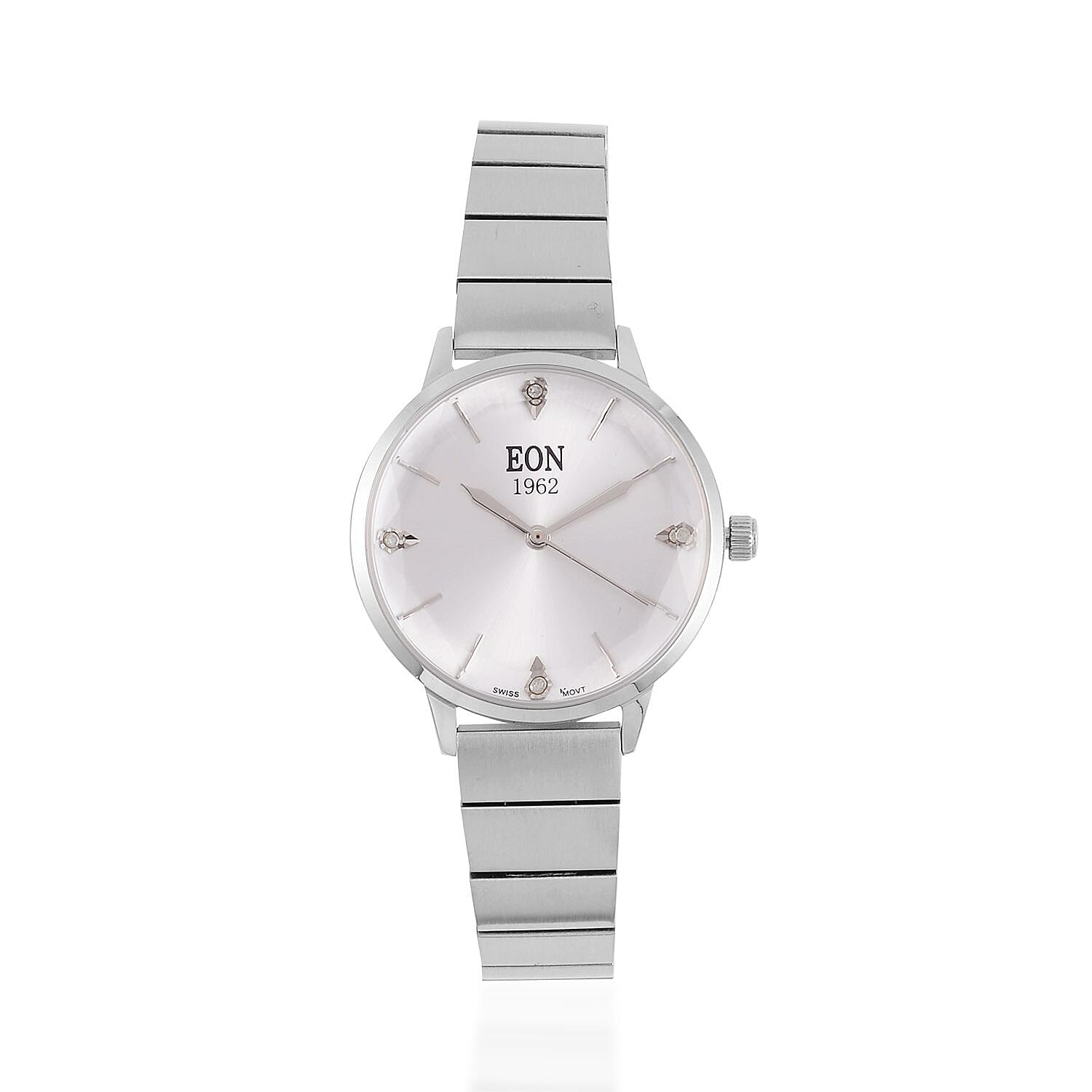 LIMITED EDITION - EON SWISS Movement Natural Diamonds 5 ATM Watch in Stainless Steel Strap - Silver V32530247 0