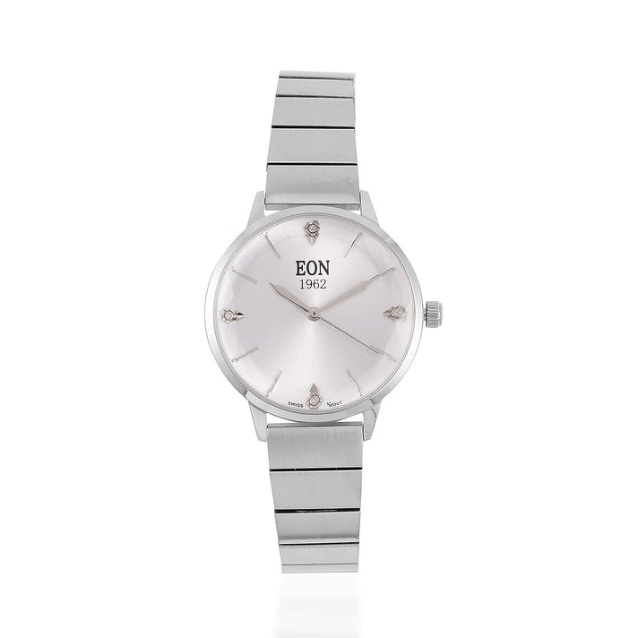 LIMITED EDITION - EON SWISS Movement Natural Diamonds 5 ATM Watch in Stainless Steel Strap - SIlver 7715145 1