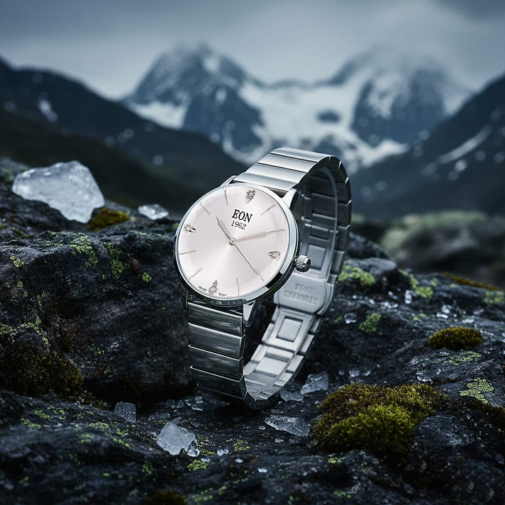LIMITED EDITION - EON SWISS Movement Natural Diamonds 5 ATM Watch in Stainless Steel Strap - SIlver 7715145 2