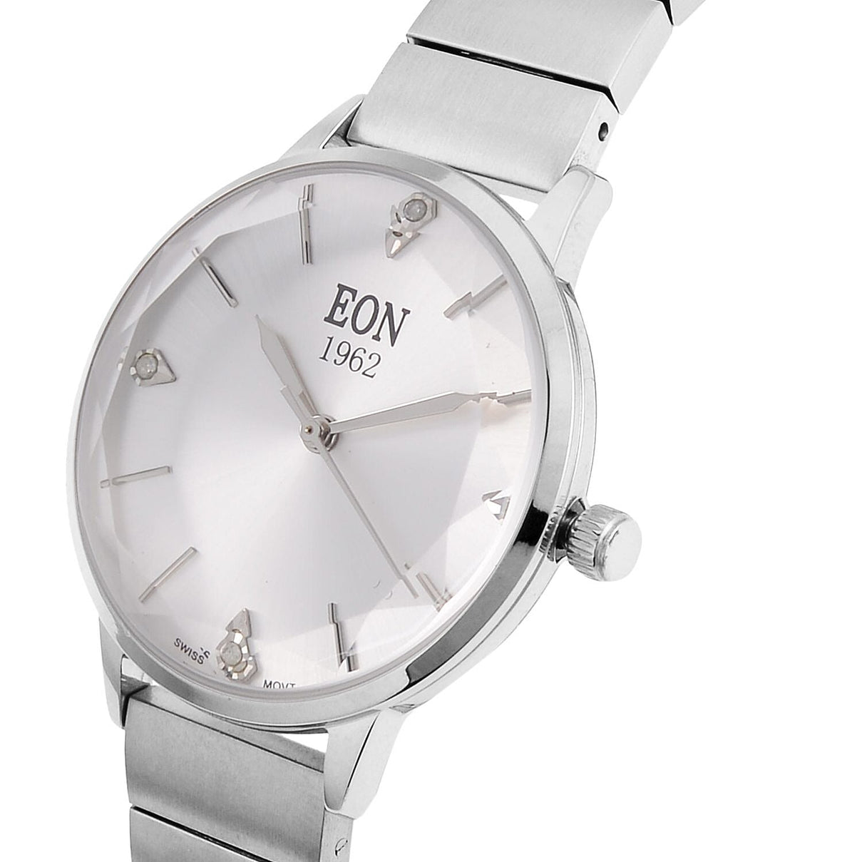 LIMITED EDITION - EON SWISS Movement Natural Diamonds 5 ATM Watch in Stainless Steel Strap - Silver V32530247 4