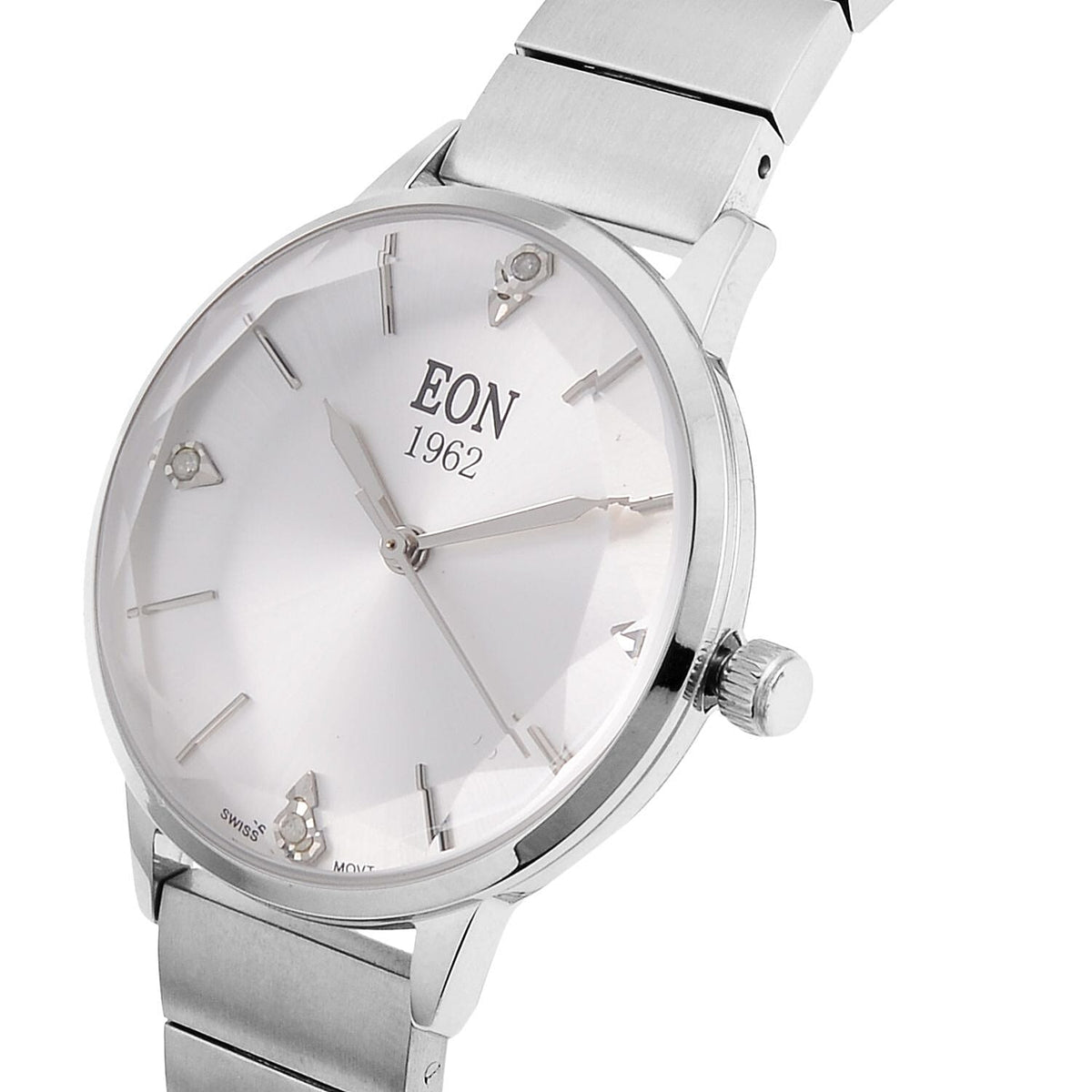 LIMITED EDITION - EON SWISS Movement Natural Diamonds 5 ATM Watch in Stainless Steel Strap - Silver V32530247 4