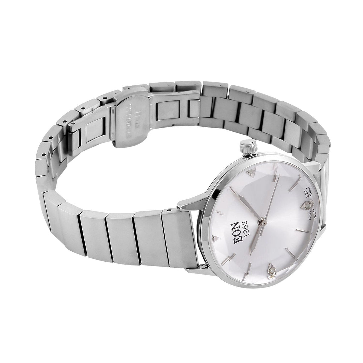 LIMITED EDITION - EON SWISS Movement Natural Diamonds 5 ATM Watch in Stainless Steel Strap - Silver V32530247 6