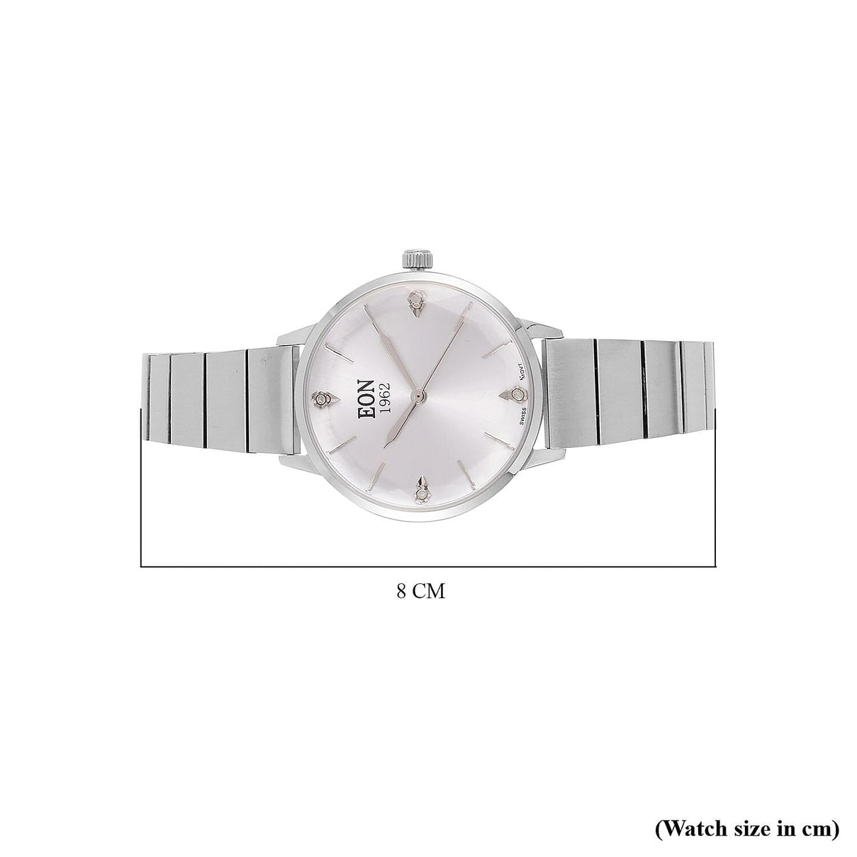 LIMITED EDITION - EON SWISS Movement Natural Diamonds 5 ATM Watch in Stainless Steel Strap - Silver V32530247 8