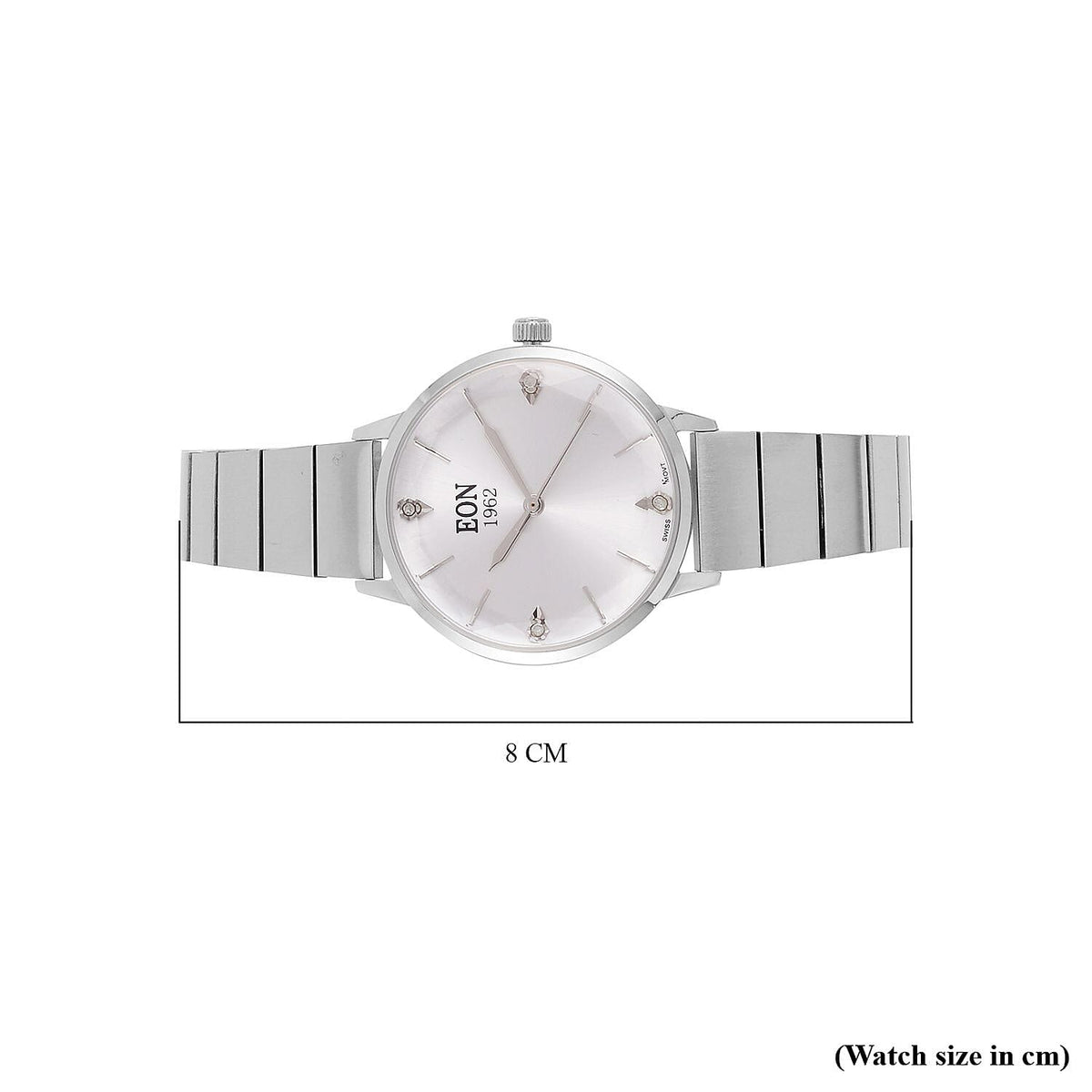 LIMITED EDITION - EON SWISS Movement Natural Diamonds 5 ATM Watch in Stainless Steel Strap - Silver V32530247 8