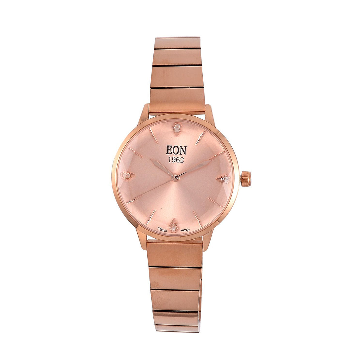 LIMITED EDITION - EON SWISS Movement Natural Diamonds 5 ATM Watch in Stainless Steel Strap - Rose Gold 7715147 0