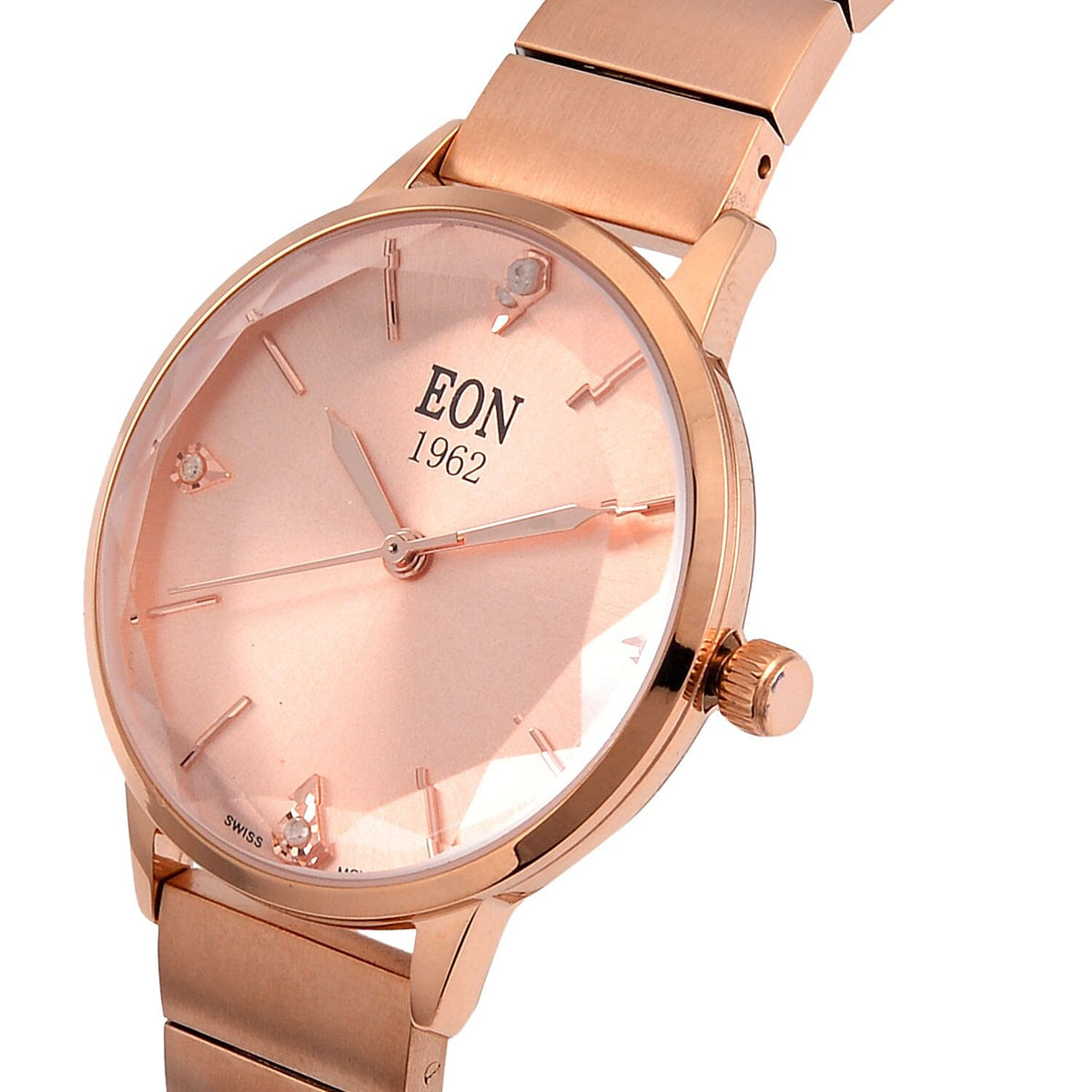 LIMITED EDITION - EON SWISS Movement Natural Diamonds 5 ATM Watch in Stainless Steel Strap - Rose Gold 7715147 3