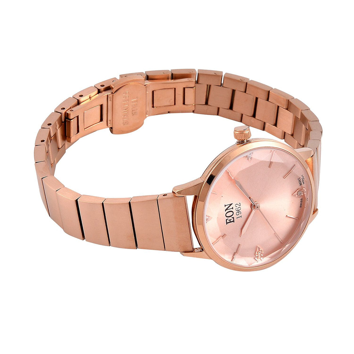 LIMITED EDITION - EON SWISS Movement Natural Diamonds 5 ATM Watch in Stainless Steel Strap - Rose Gold 7715147 5
