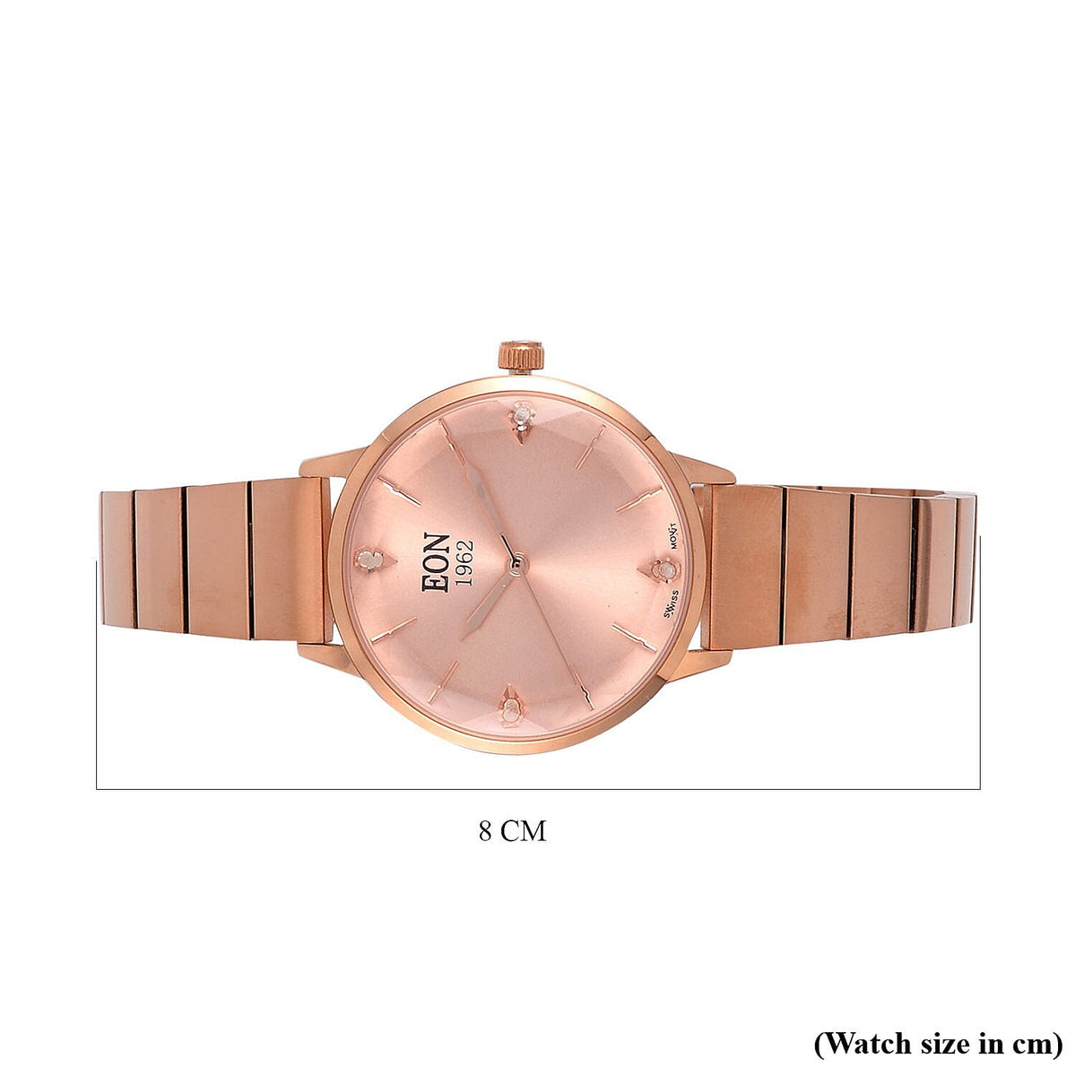 LIMITED EDITION - EON SWISS Movement Natural Diamonds 5 ATM Watch in Stainless Steel Strap - Rose Gold 7715147 7
