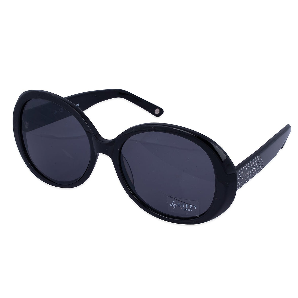 LIPSY Oval Ladies Sunglasses with Metal Studded Decorative Temples - Black 6484728 1