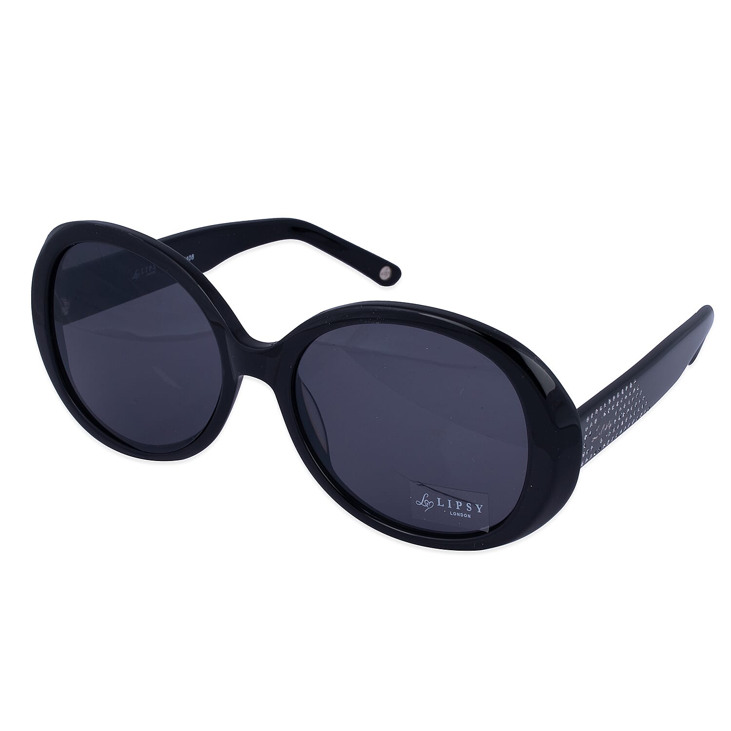 LIPSY Oval Ladies Sunglasses with Metal Studded Decorative Temples - Black 6484728 1