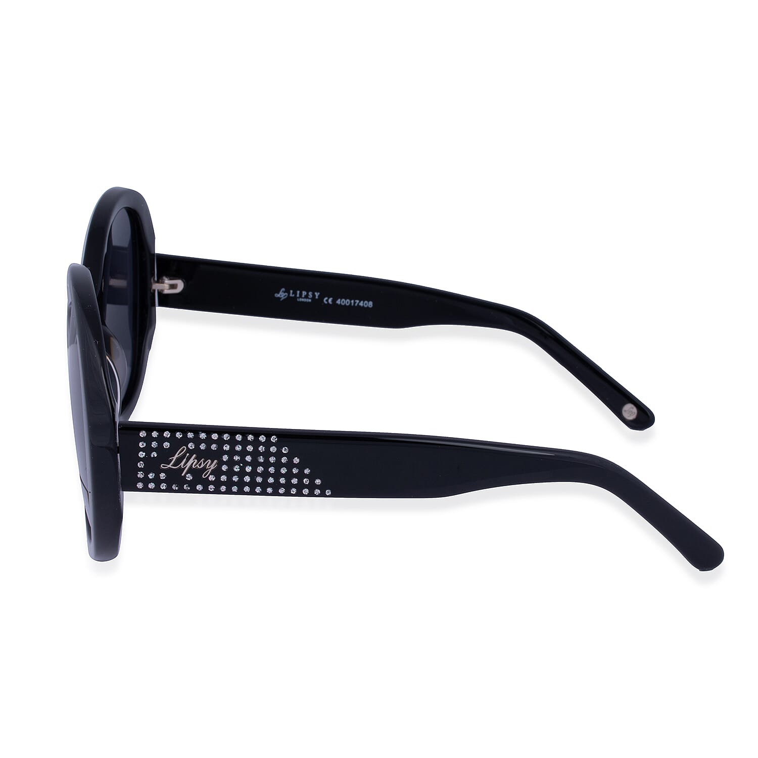 LIPSY Oval Ladies Sunglasses with Metal Studded Decorative Temples - Black 6484728 2