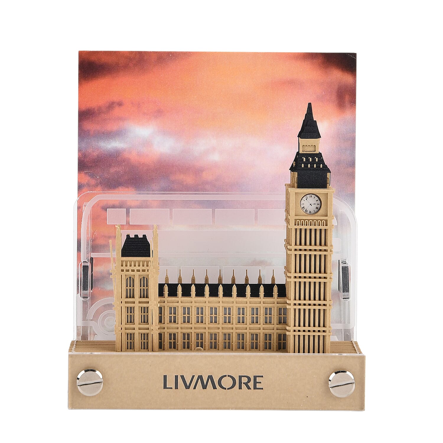 LIVMORE 2026 Big Ben Sculpture Calendar &amp; Acrylic Pen Holder - Brown 8249370 4
