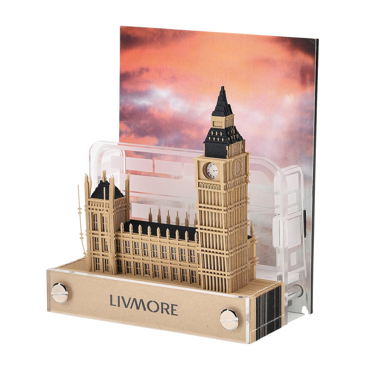 LIVMORE 2026 Big Ben Sculpture Calendar &amp; Acrylic Pen Holder - Brown 8249370 5