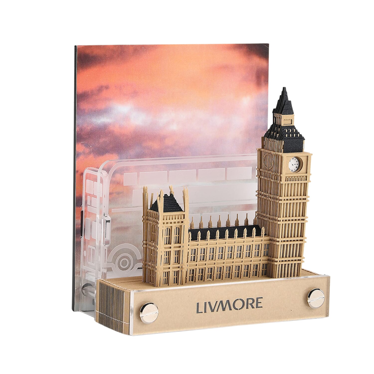 LIVMORE 2026 Big Ben Sculpture Calendar &amp; Acrylic Pen Holder - Brown 8249370 7