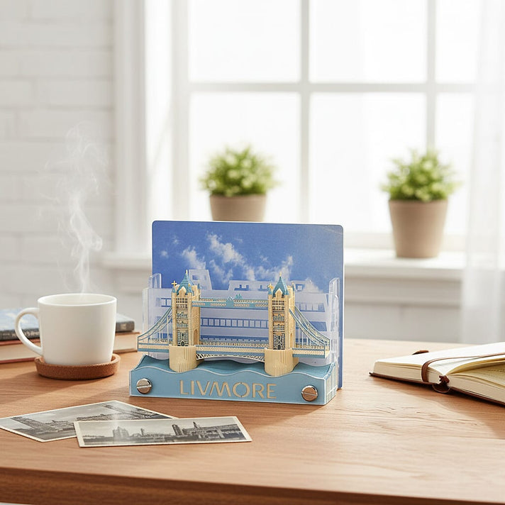 LIVMORE 2026 London Bridge Sculpture Calendar &amp; Acrylic Pen Holder - Grey 8249375 2
