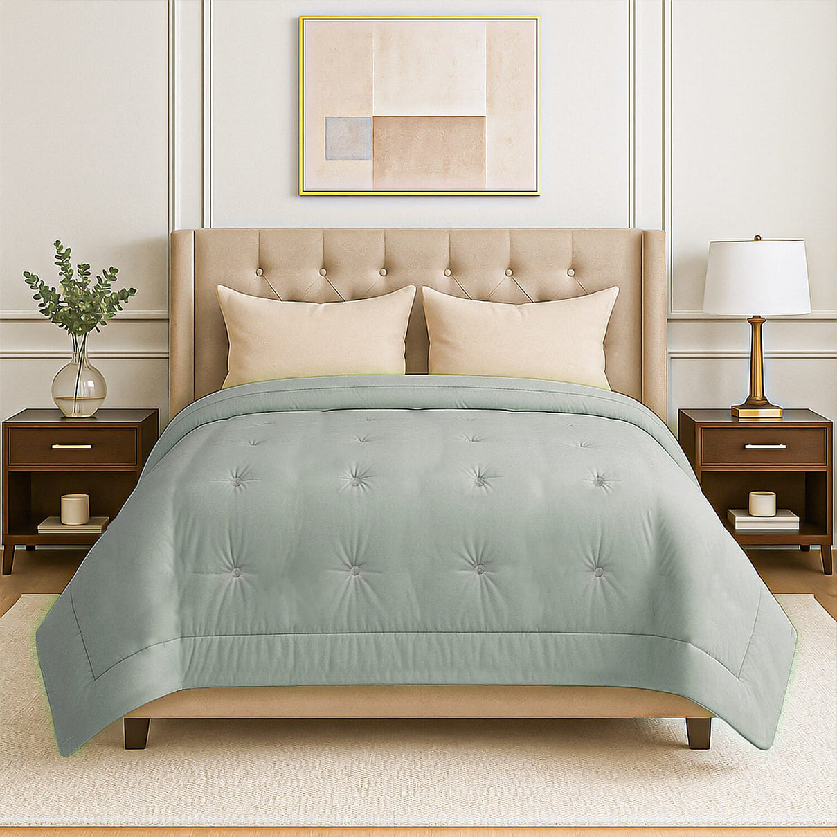 LIVMORE - 50% Mulberry Silk Duvet (225 x 220 cm) - Mint Green King 8186900 2