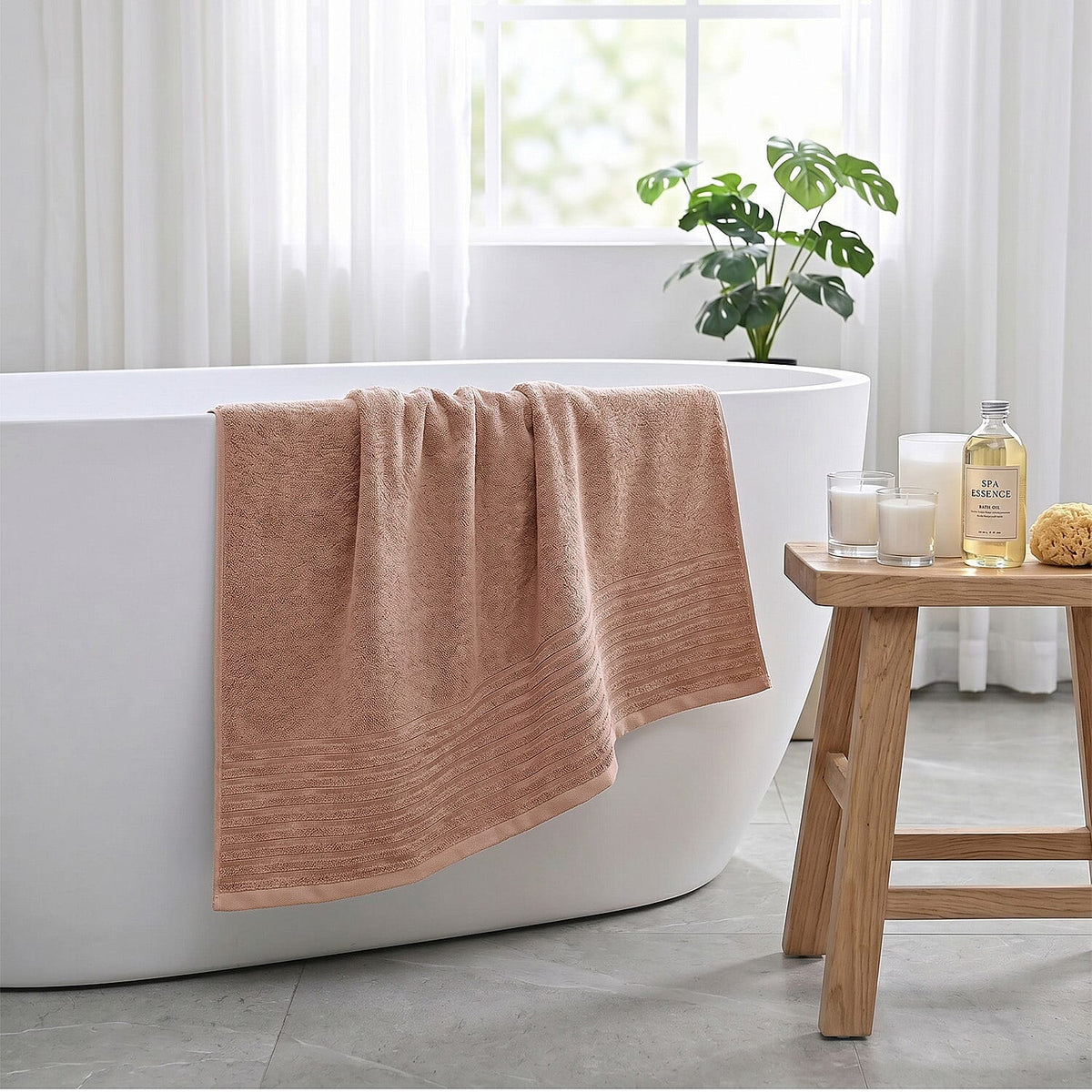 LIVMORE Premium Large Bamboo Bath Sheet (160 x 80cm) - Sand V32515996 3