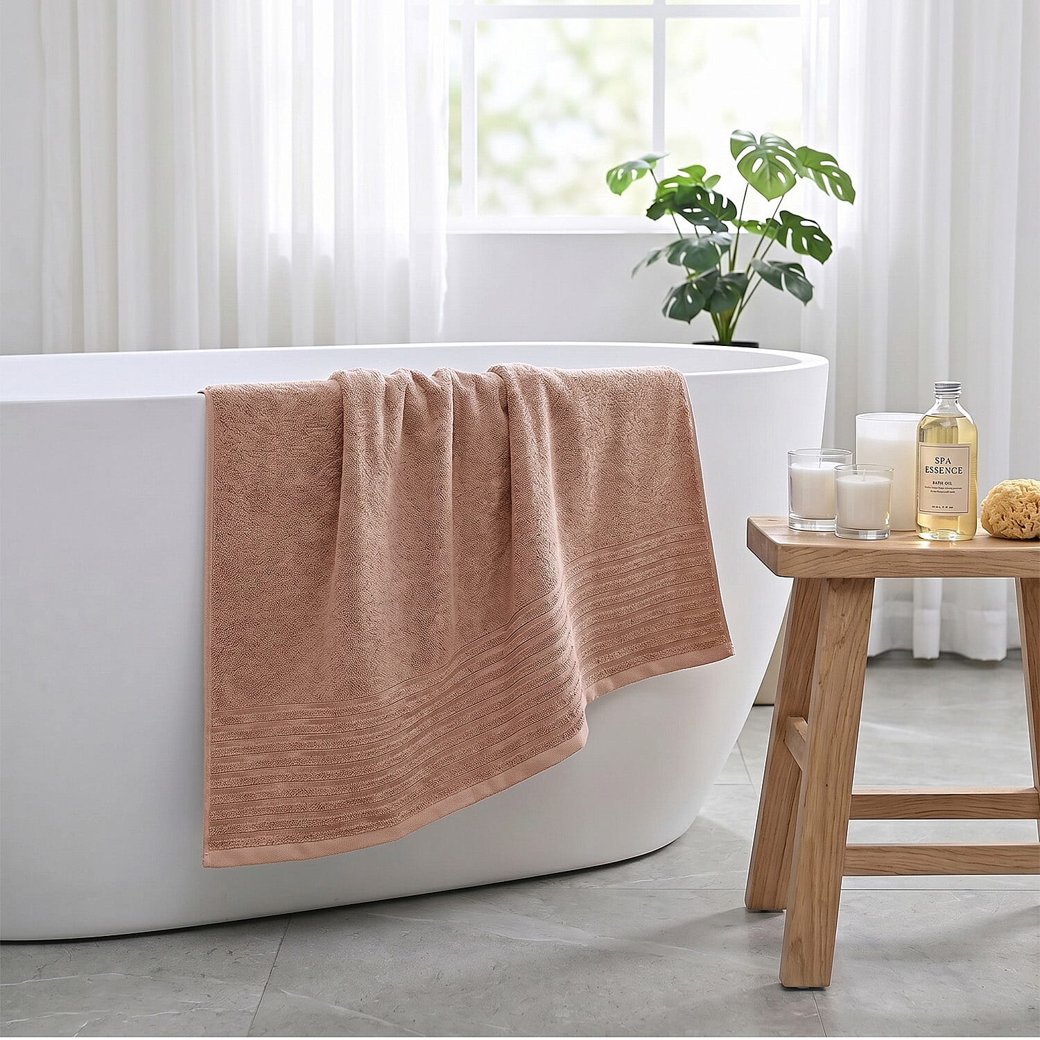 LIVMORE Premium Large Bamboo Bath Sheet (160 x 80cm) - Sand V32515996 3