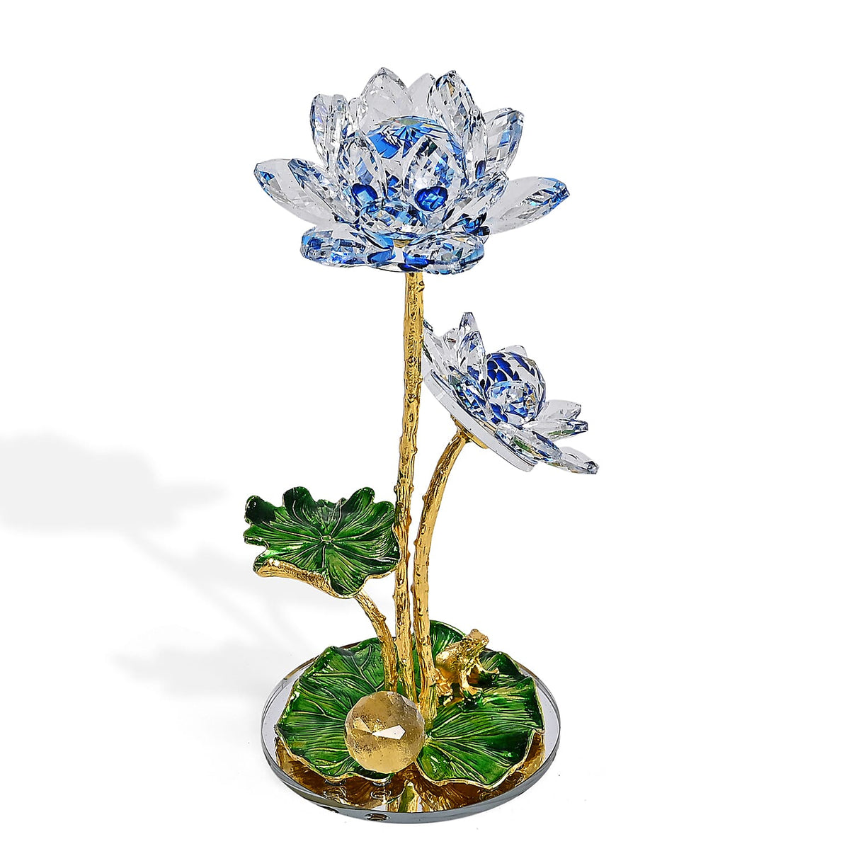 LIVMORE Crystal Lotus Flower Ornament - Blue &amp; Green 8412209 4